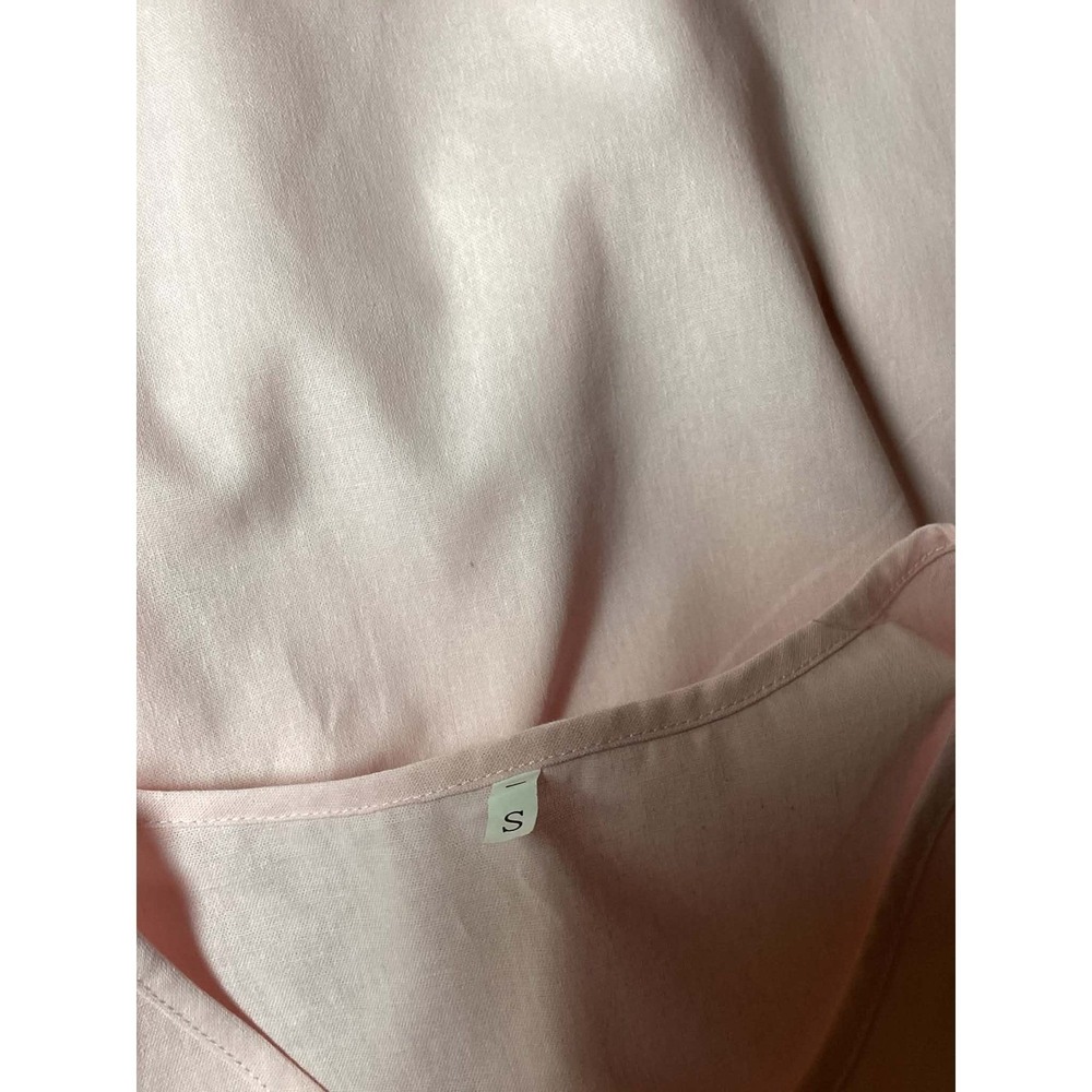 Pink Cotton Minimalist Dress Women Size Small Short Sleeve Maxi - Picture 4 of 8